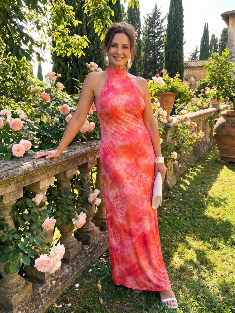 Coraline™ Halter Neck Printed Pattern Maxi Dress