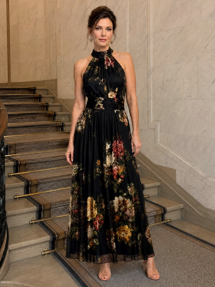 Sior™ Floral Halter Neck Midi Dress