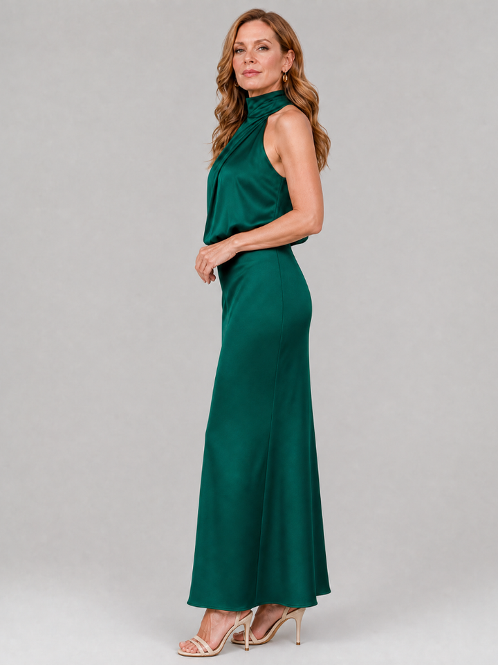 Nopal™ Sleeveless Draped Neck Midi Dress