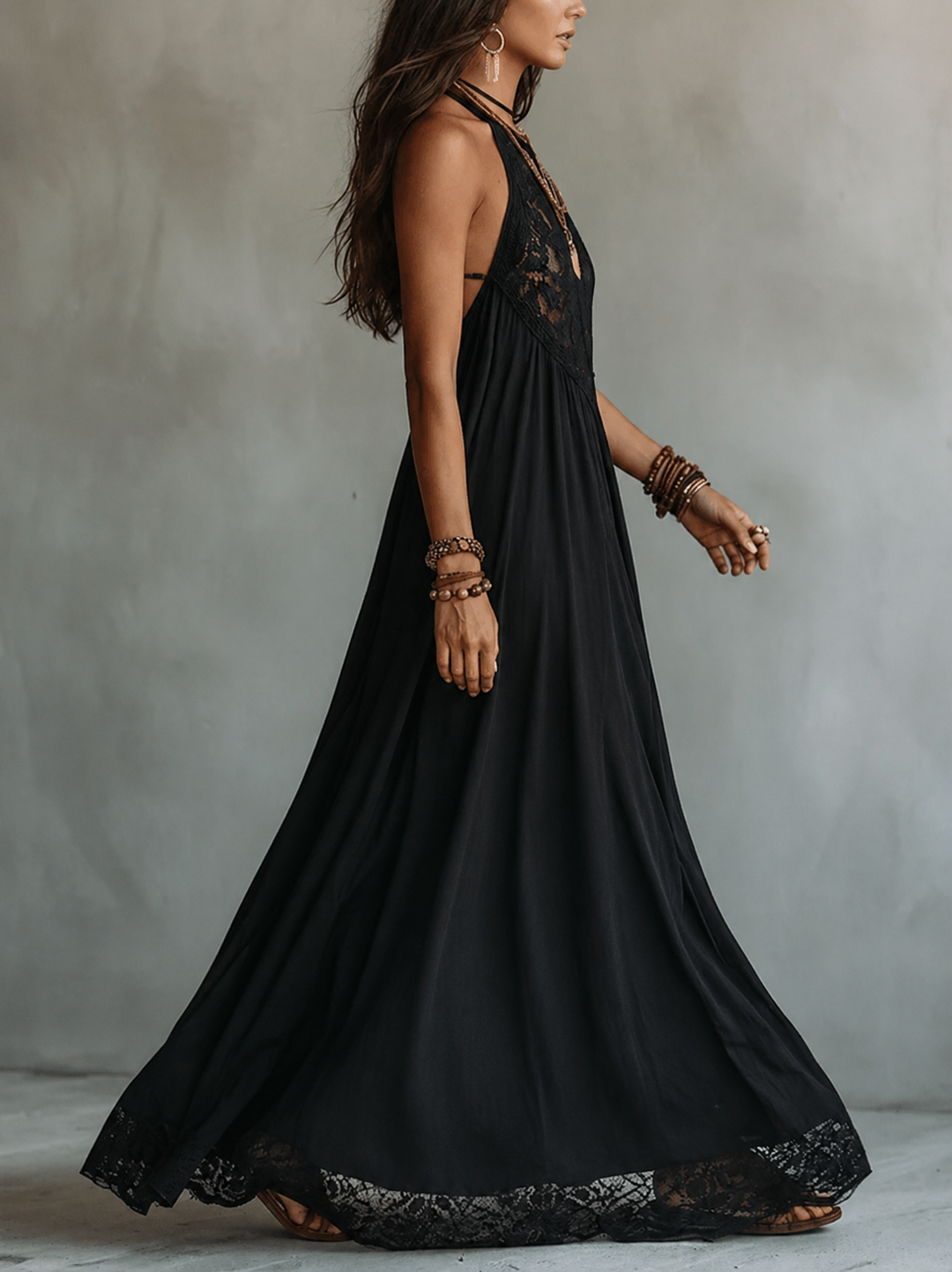 Vivienne™ | Lace-Paneled Halter Dress