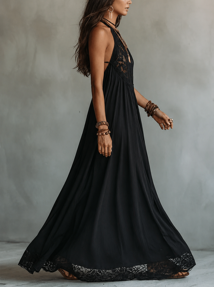 Vivienne™ | Lace-Paneled Halter Dress