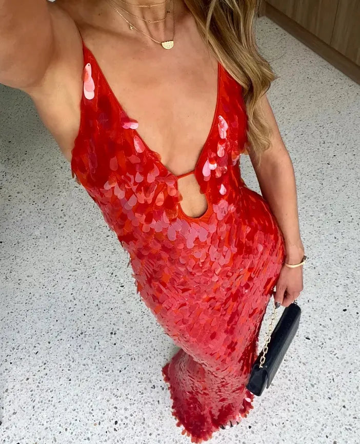 Holly | Women's Wedding Guest Sequin Backless Dress