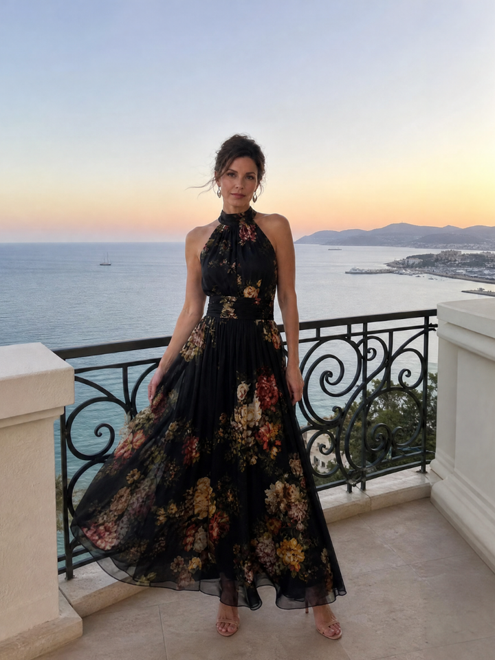 Sior™ Floral Halter Neck Midi Dress