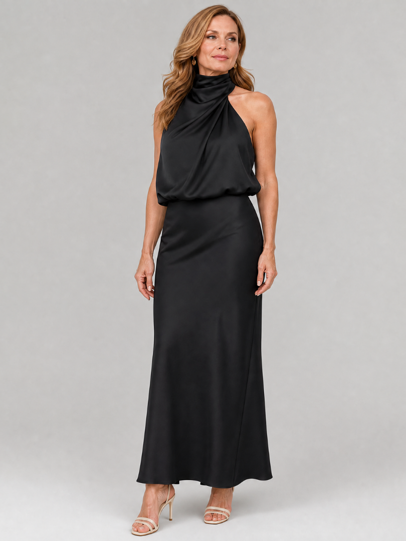Nopal™ Sleeveless Draped Neck Midi Dress