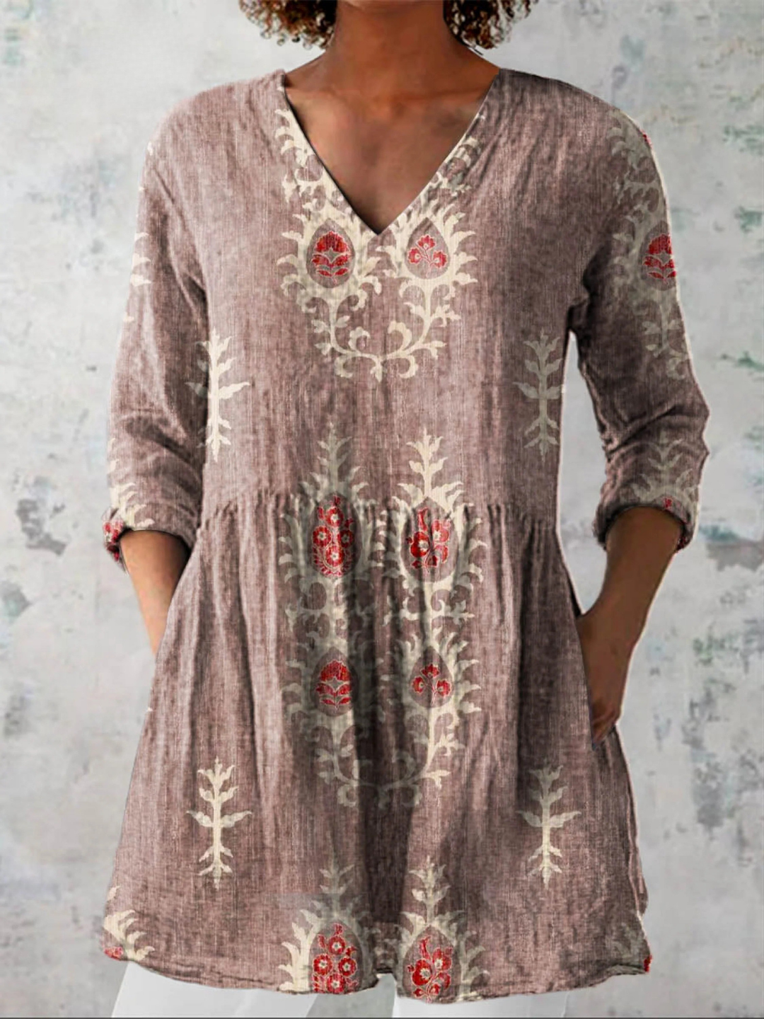 Elise | Long Blouse with V-Neck
