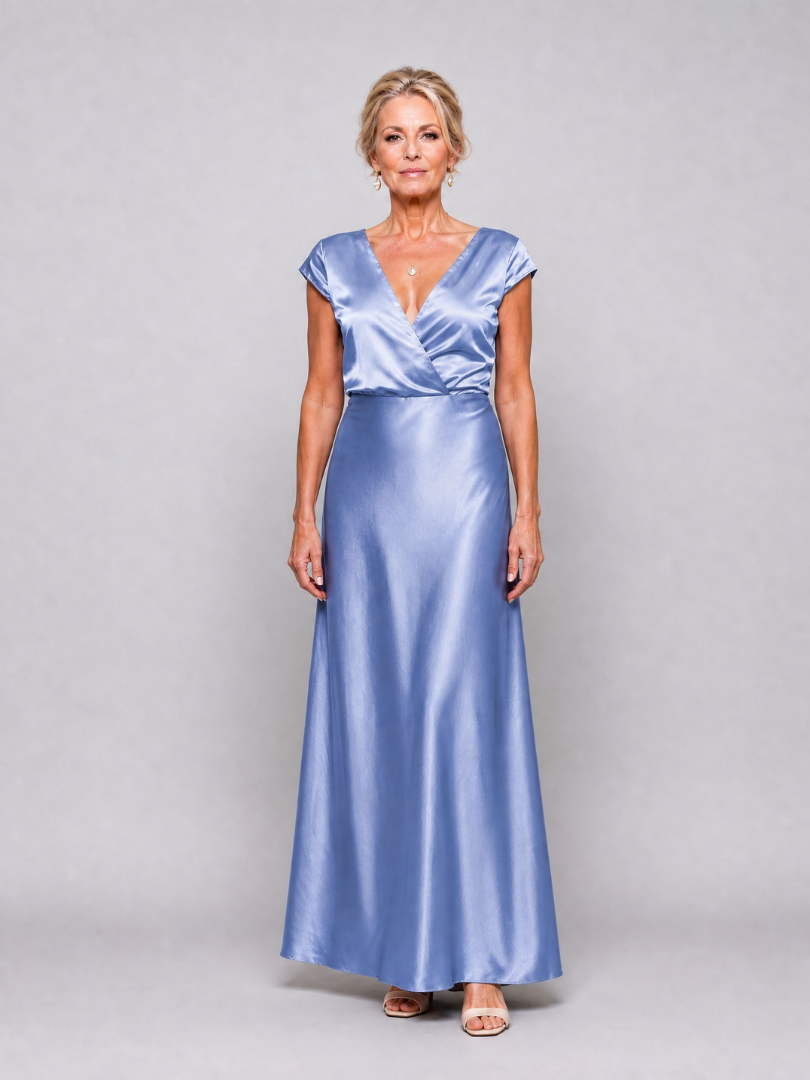 Samouse™ Cap Sleeve Wrap Bodice Maxi Dress