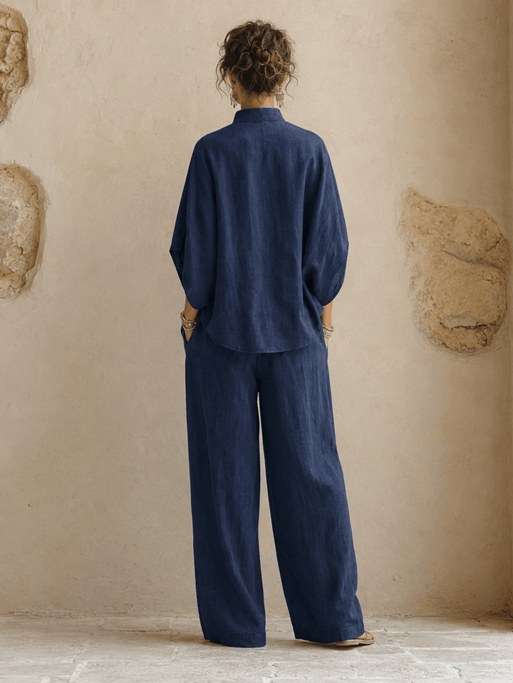 Maribel | Linen Batwing Sleeves and Wide-Leg Pants