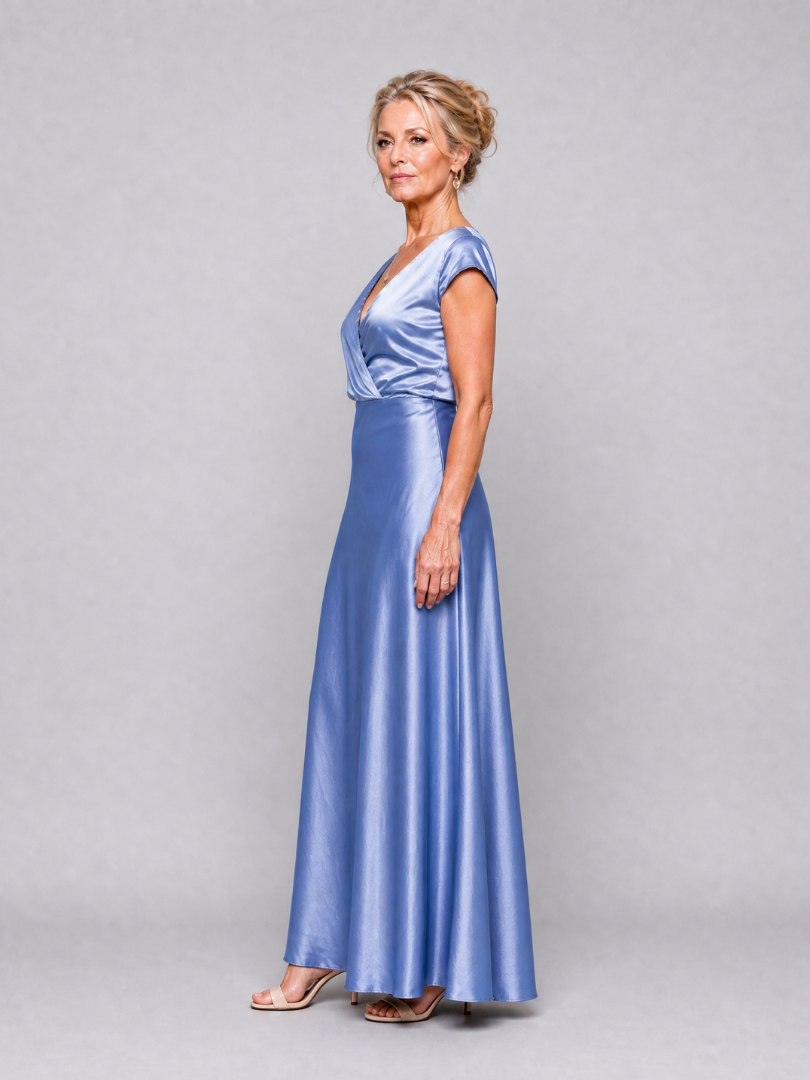 Samouse™ Cap Sleeve Wrap Bodice Maxi Dress