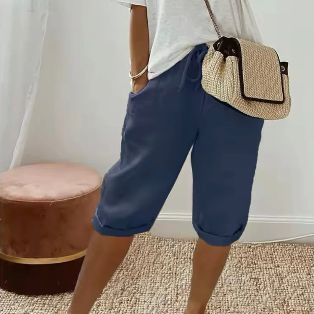 Fenley | Linen Drawstring Capri Shorts