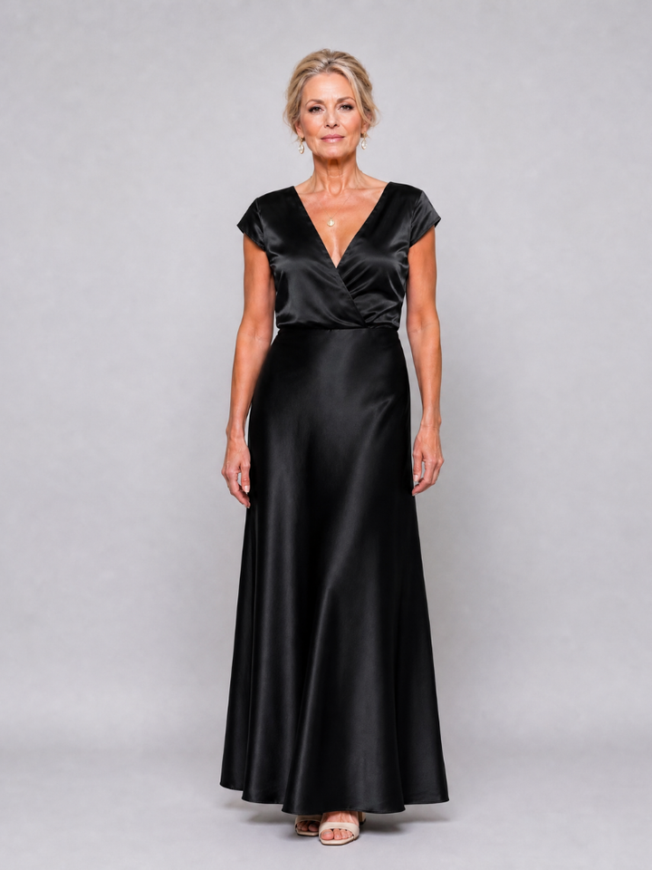 Samouse™ Cap Sleeve Wrap Bodice Maxi Dress