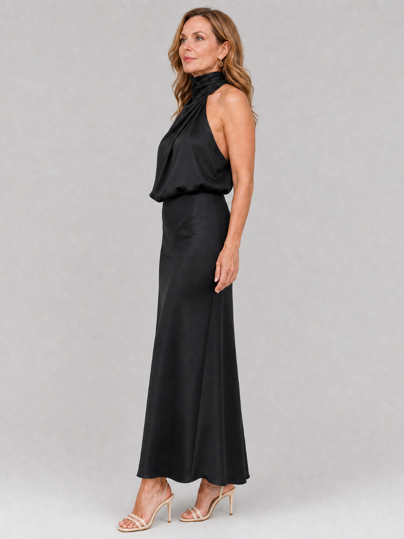 Nopal™ Sleeveless Draped Neck Midi Dress