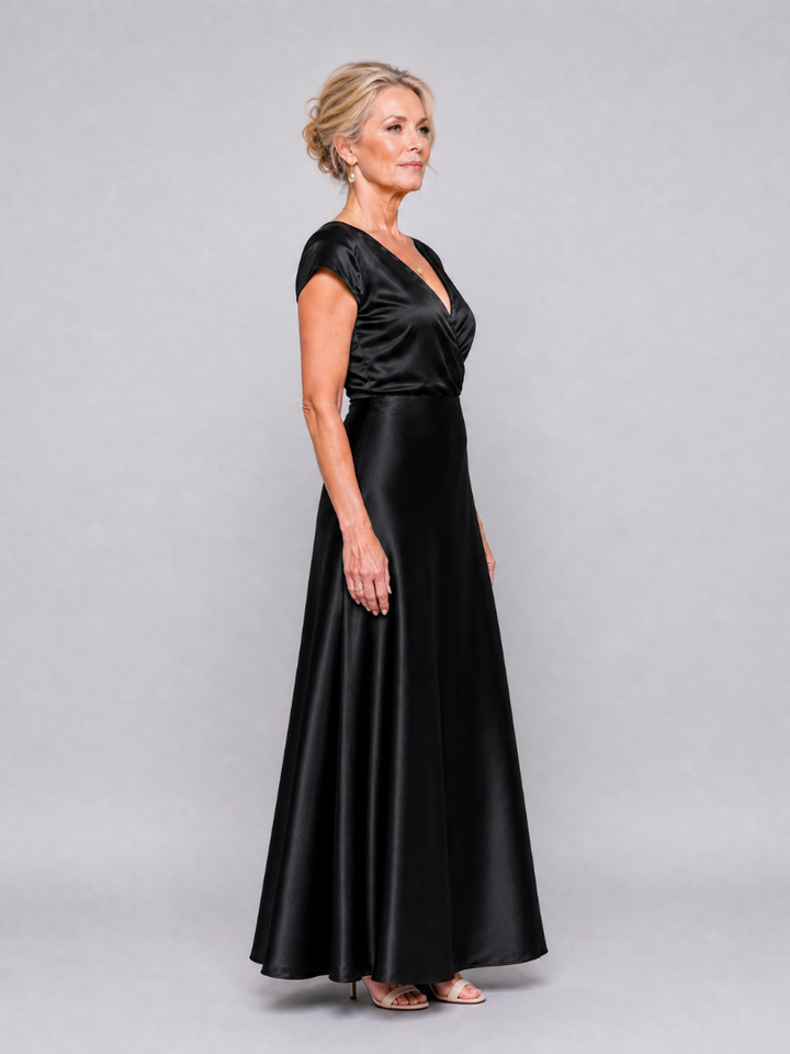 Samouse™ Cap Sleeve Wrap Bodice Maxi Dress