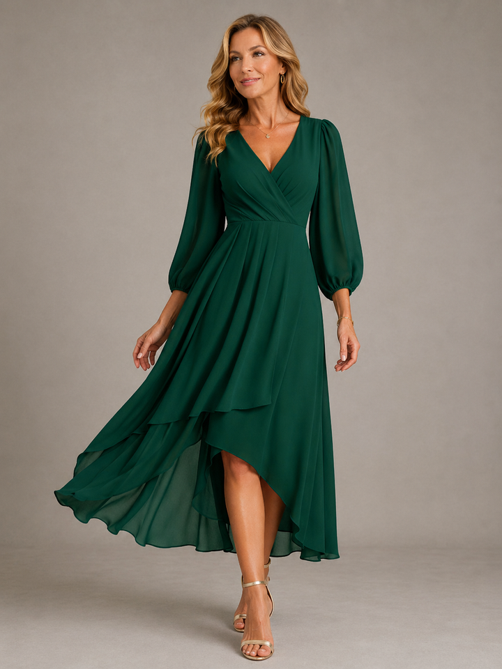 Mia™ | Elegant V-neck Long Dress