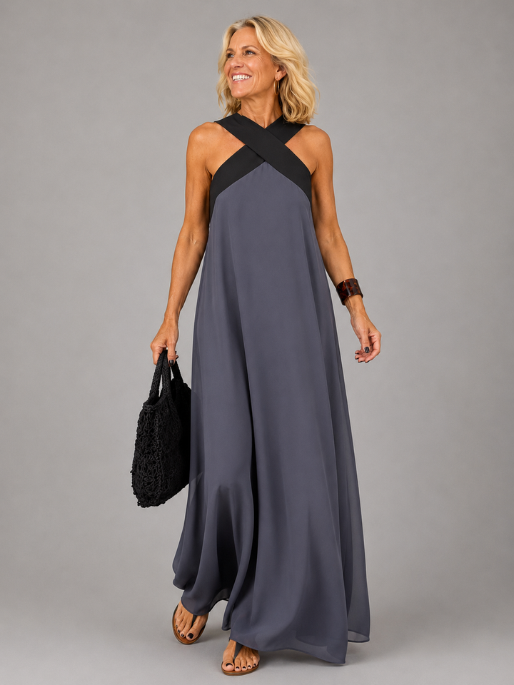 Velora™ | Cross Elegance Maxi Dress