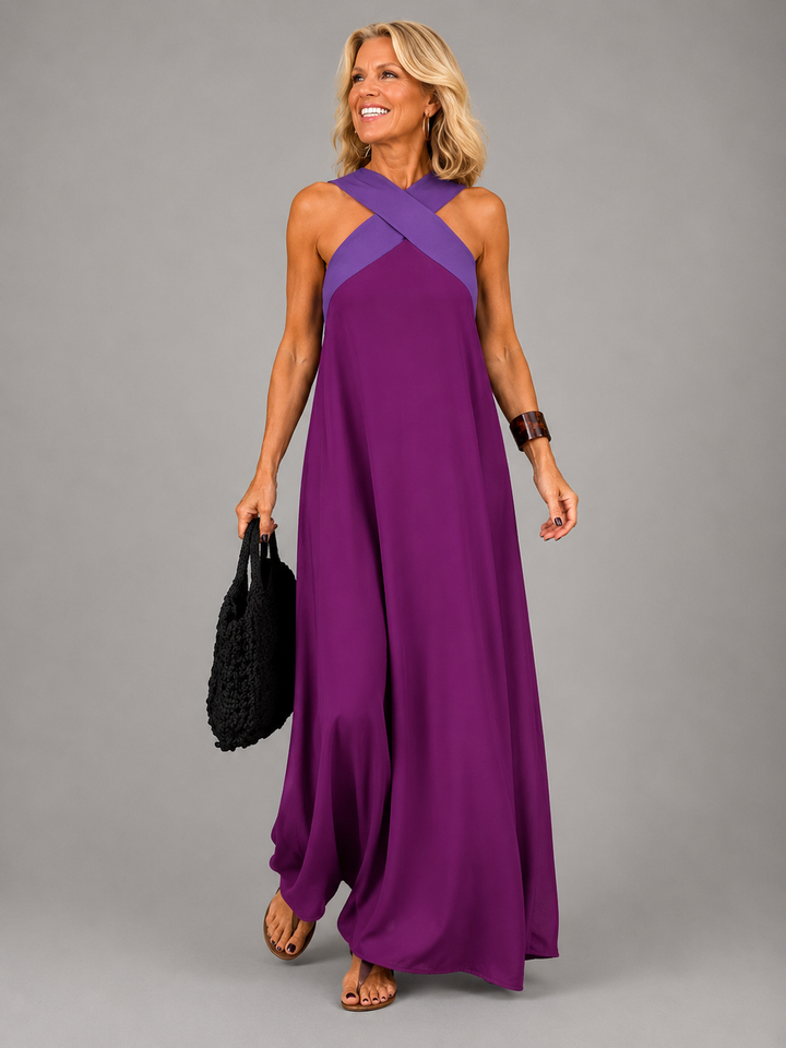 Velora™ | Cross Elegance Maxi Dress