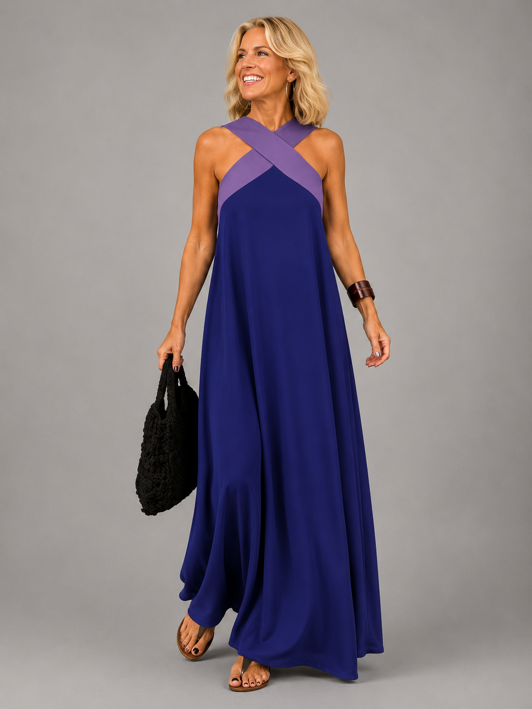 Velora™ | Cross Elegance Maxi Dress