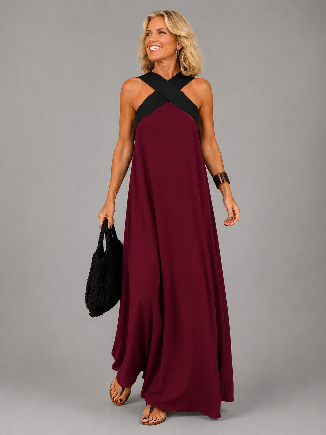 Velora™ | Cross Elegance Maxi Dress