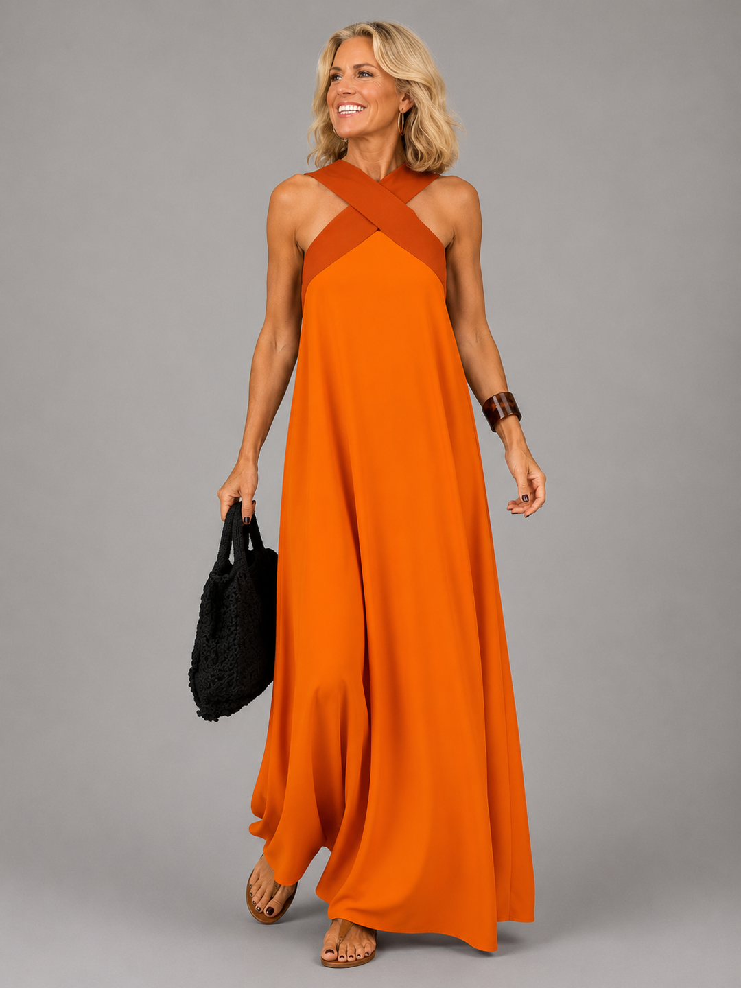 Velora™ | Cross Elegance Maxi Dress