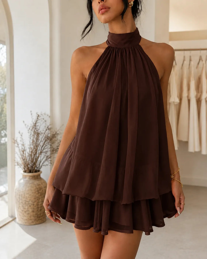 Sienna | Tiered Halter Neck Chiffon Mini Dress