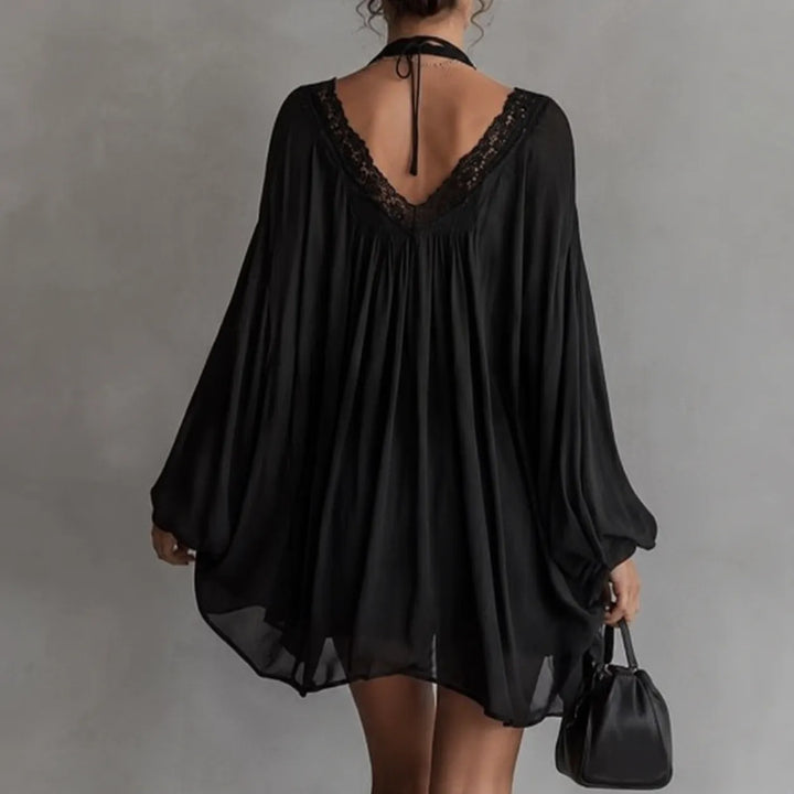 Lucia | Lace-Trim Chiffon Tunic Dress
