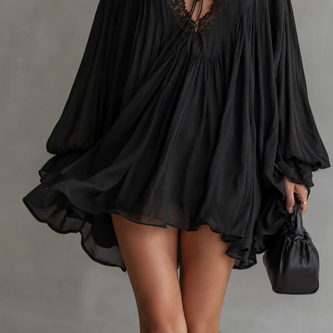 Lucia | Lace-Trim Chiffon Tunic Dress