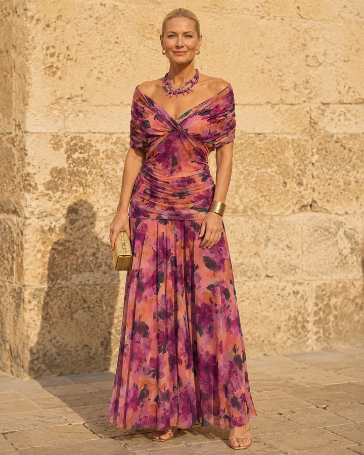 Avery | Ruched V-Neck Elegant Maxi Dress