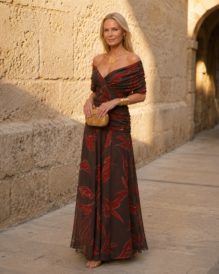 Avery | Ruched V-Neck Elegant Maxi Dress