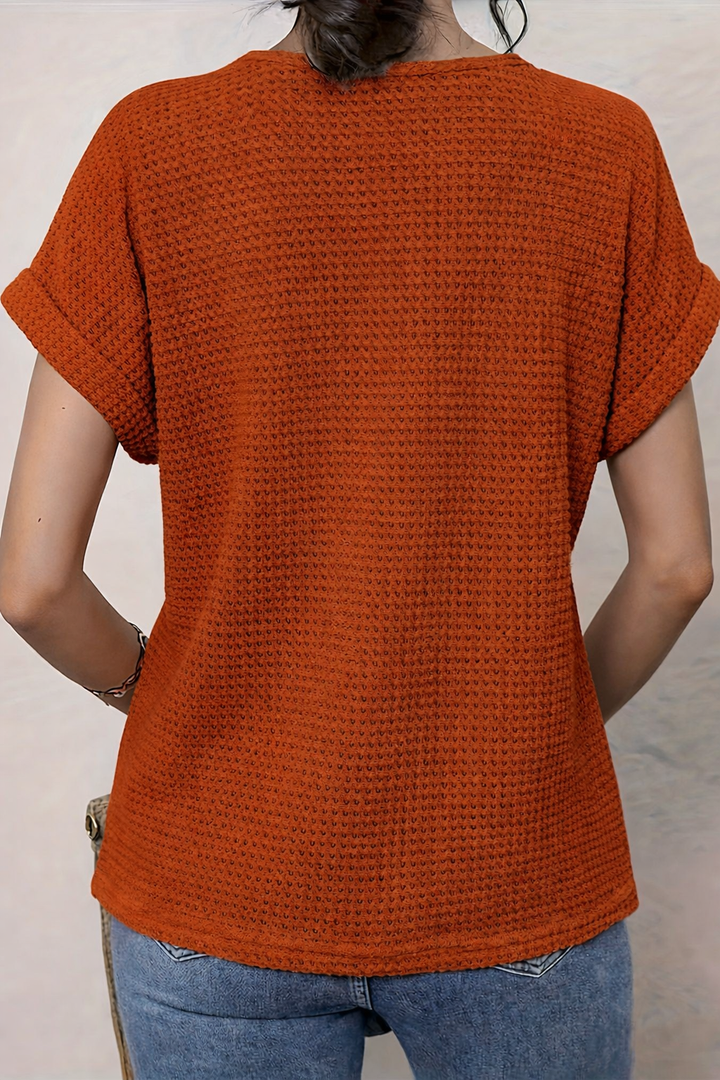 Rosa | Top with Round Neck and Lace Trim