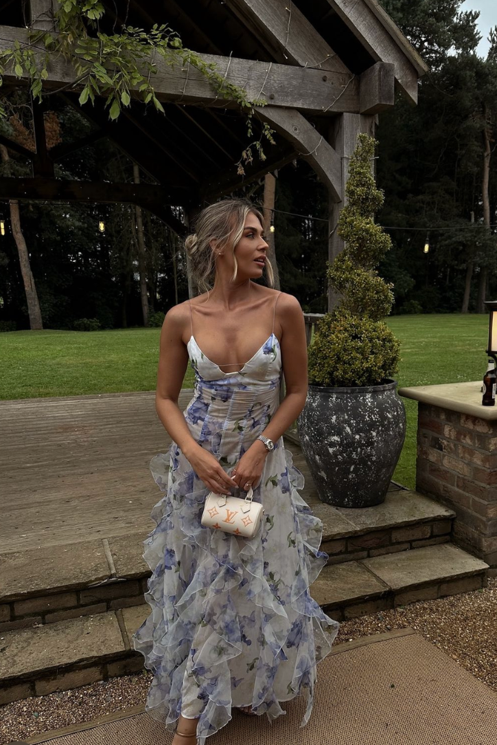 Eloise | Women's Wedding Guest Lace Floral Maxi Dress for Garden Wedding