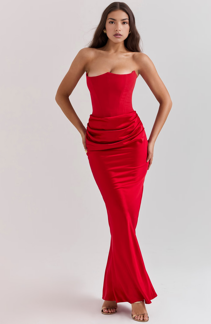 Camellia | Women's Wedding Guest Lace Strapless Dress Evening