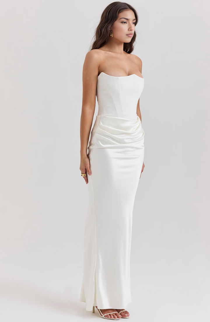 Camellia | Women's Wedding Guest Lace Strapless Dress Evening