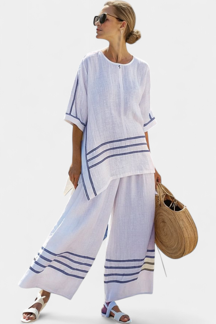 Vittorina - Striped Asymmetric Trouser Set