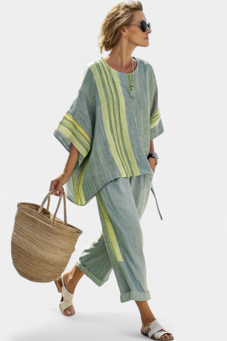 Daniela - Lavender Striped Trouser Set