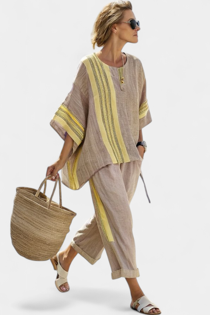 Daniela - Lavender Striped Trouser Set