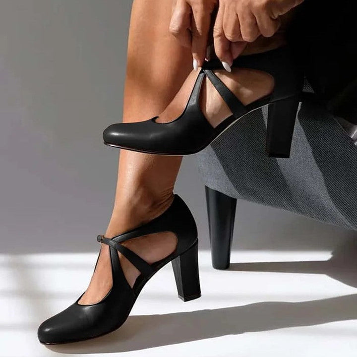 Camille™ | Elegant Genuine Leather Comfort Heels