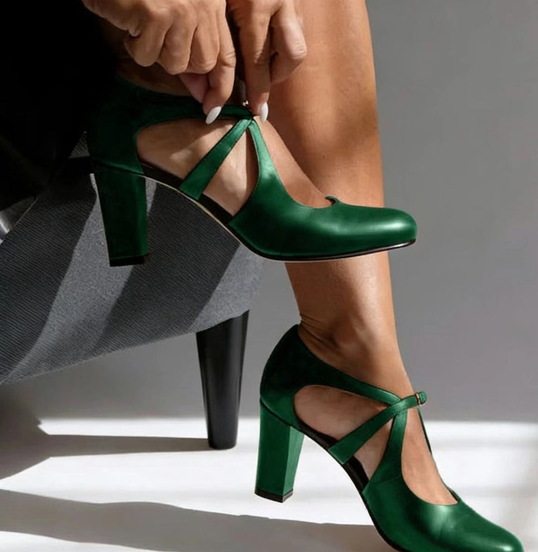 Camille™ | Elegant Genuine Leather Comfort Heels