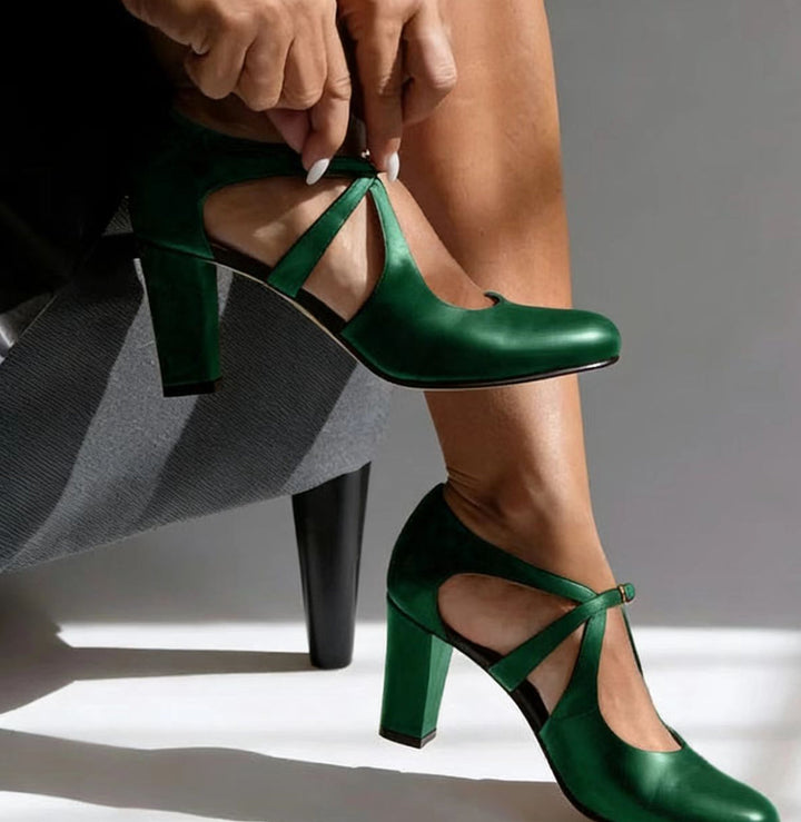 Camille™ | Elegant Genuine Leather Comfort Heels