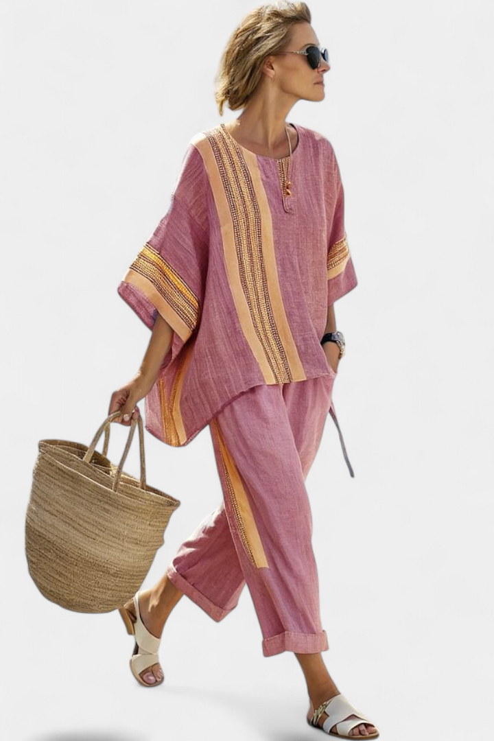Daniela - Lavender Striped Trouser Set