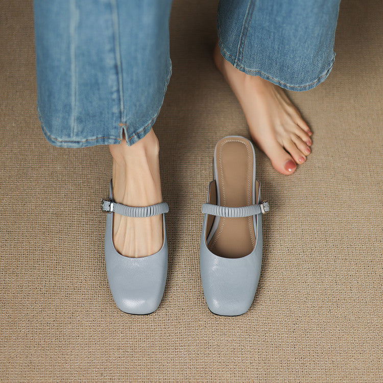 Novie Genuine Leather Mary Jane Mules