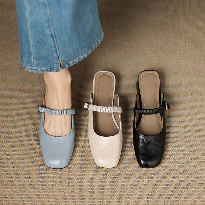 Novie Genuine Leather Mary Jane Mules