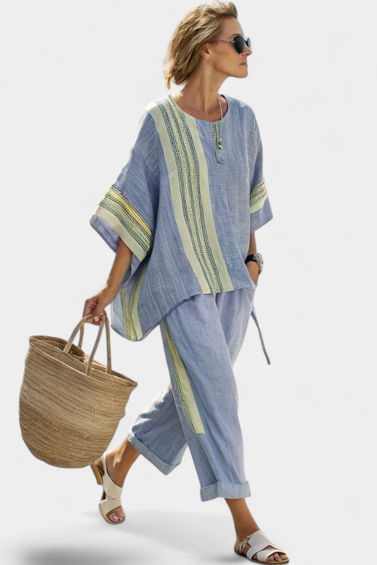 Daniela - Lavender Striped Trouser Set