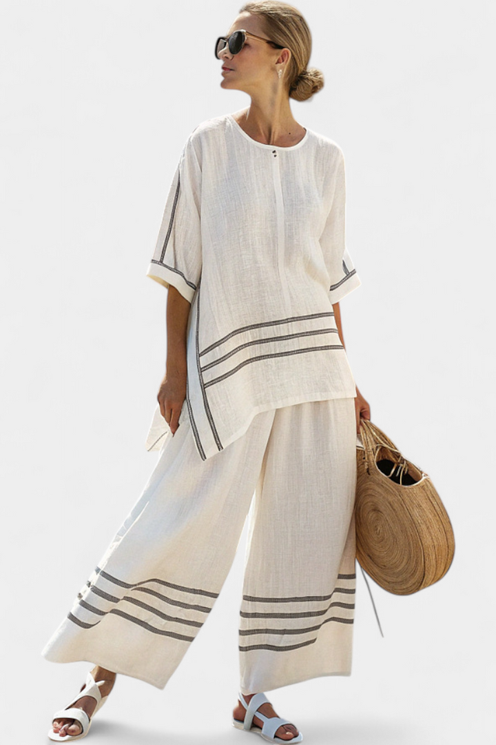 Vittorina - Striped Asymmetric Trouser Set