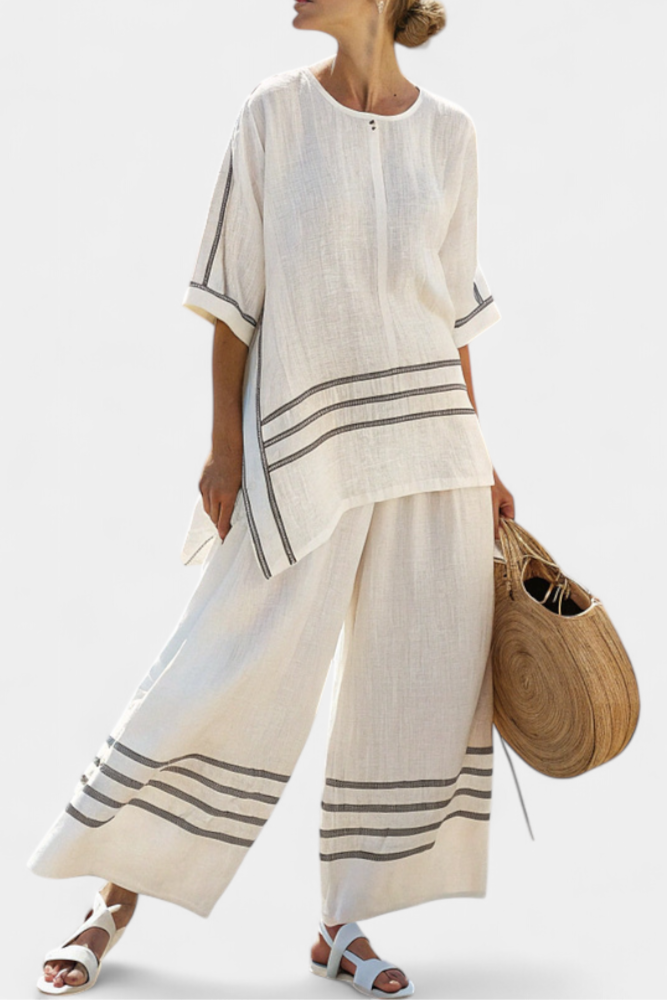 Vittorina - Striped Asymmetric Trouser Set
