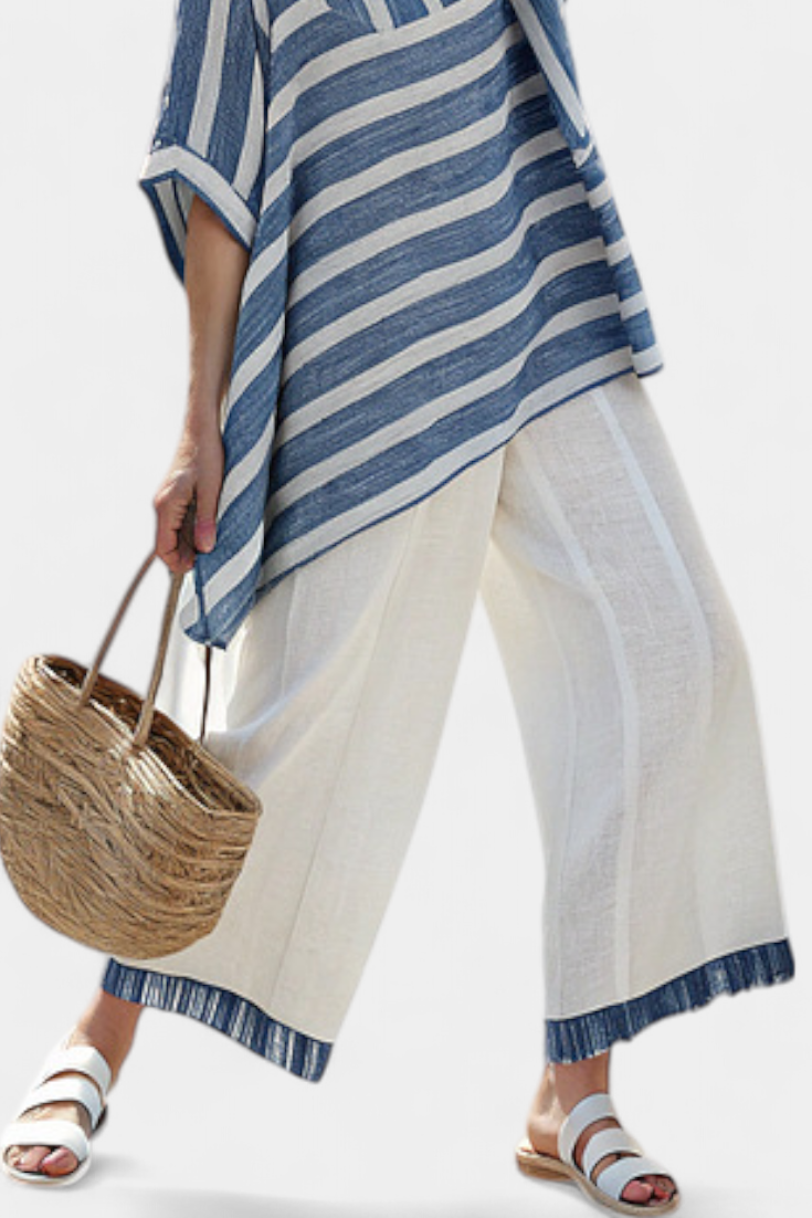 Ornella - Blue Striped Trouser Set