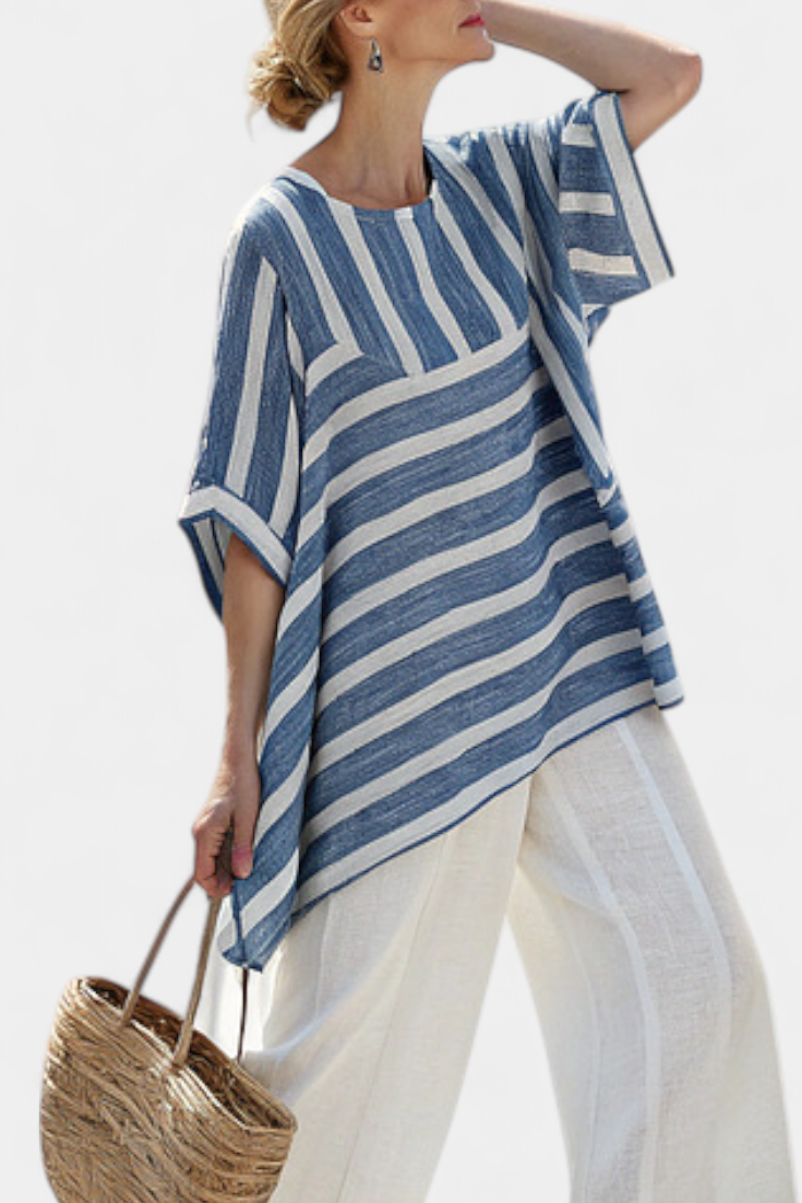 Ornella - Blue Striped Trouser Set