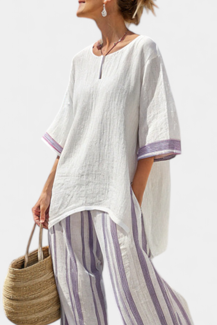 Allegra - Striped Bamboo Trouser Set