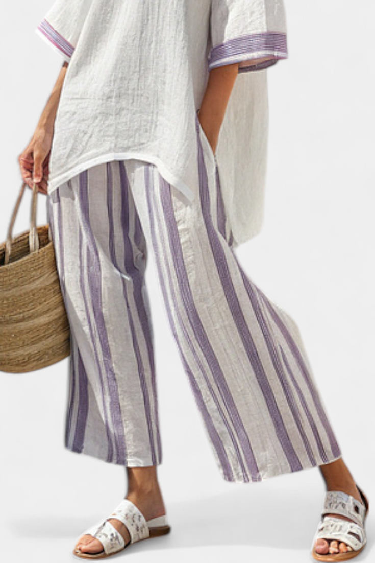 Allegra - Striped Bamboo Trouser Set