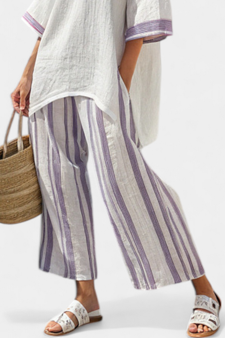 Allegra - Striped Bamboo Trouser Set