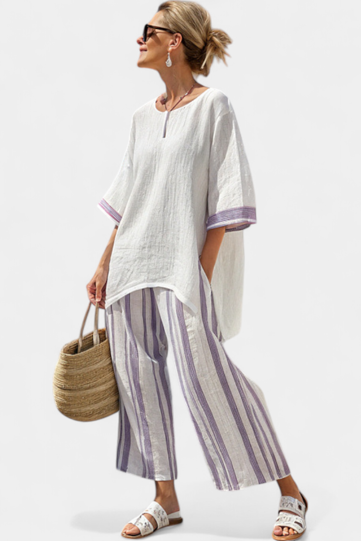 Allegra - Striped Bamboo Trouser Set