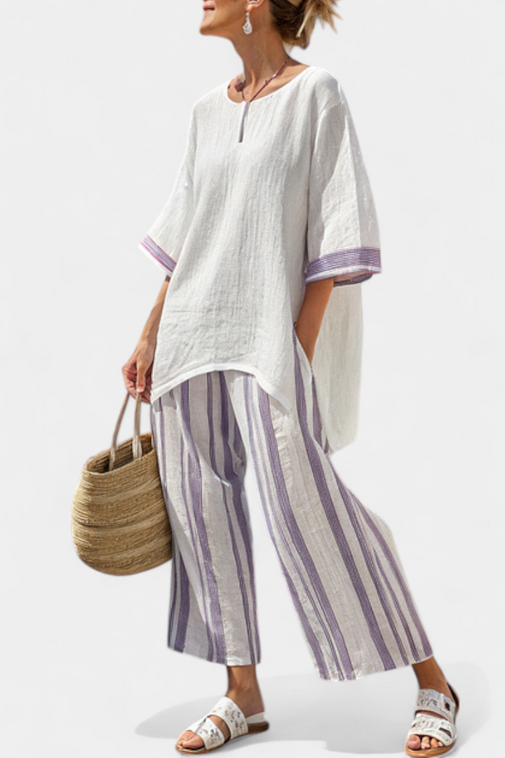 Allegra - Striped Bamboo Trouser Set